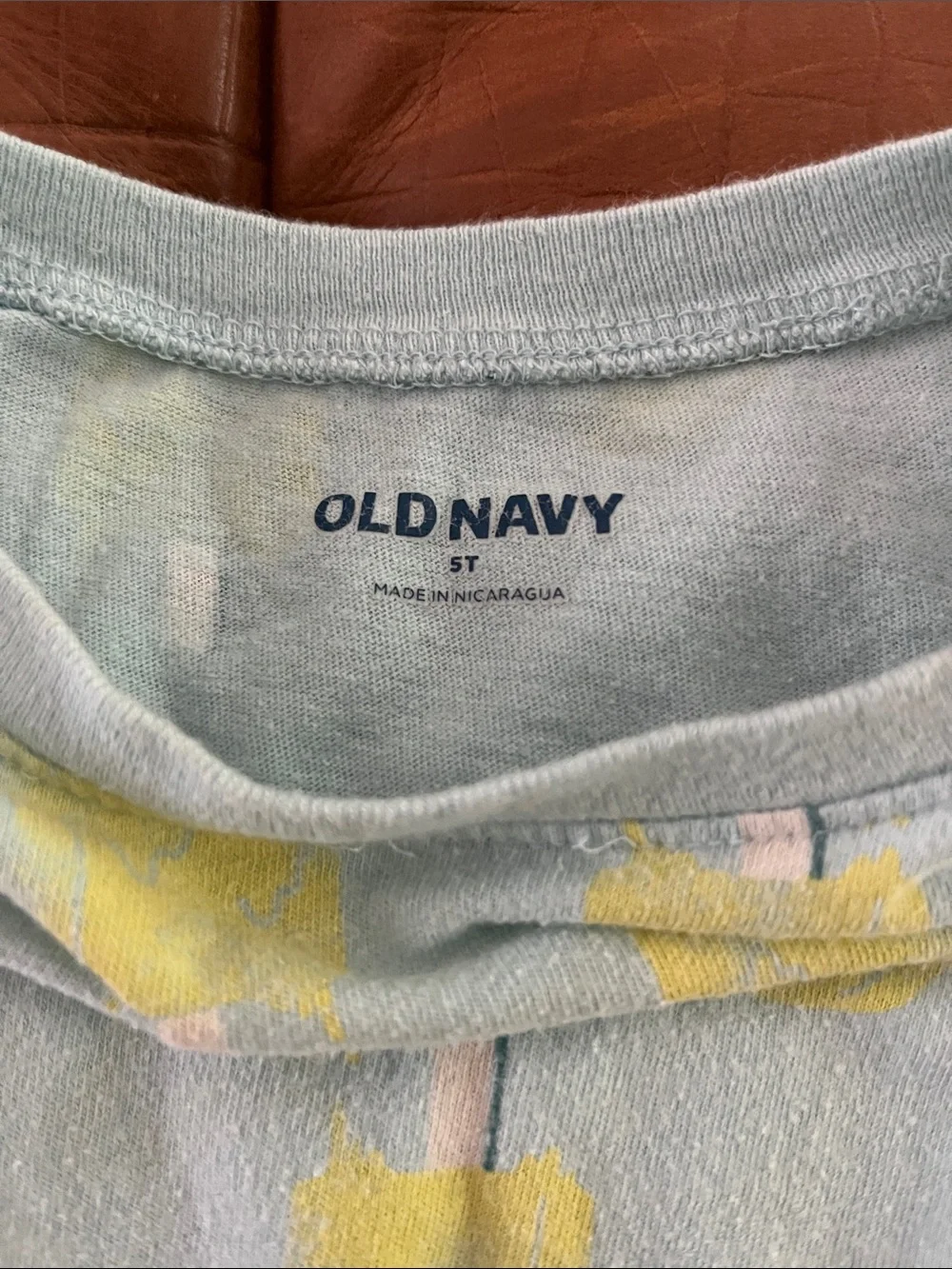 Old Navy Light Blue Tee with Yellow Popsicle Pattern
